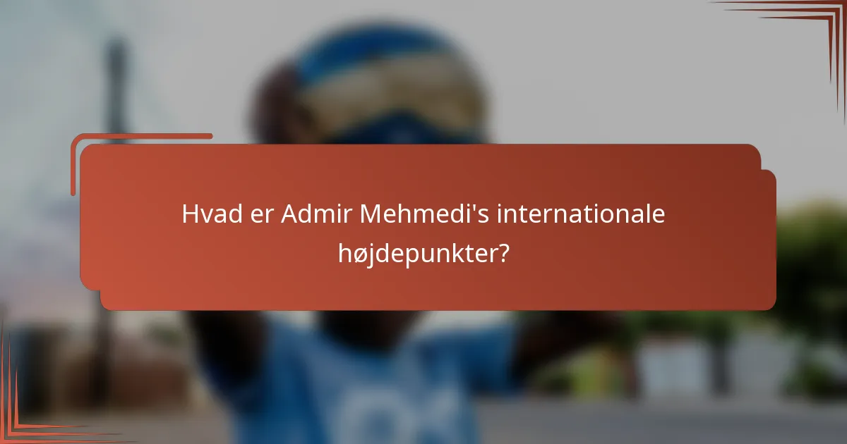 Hvad er Admir Mehmedi's internationale højdepunkter?
