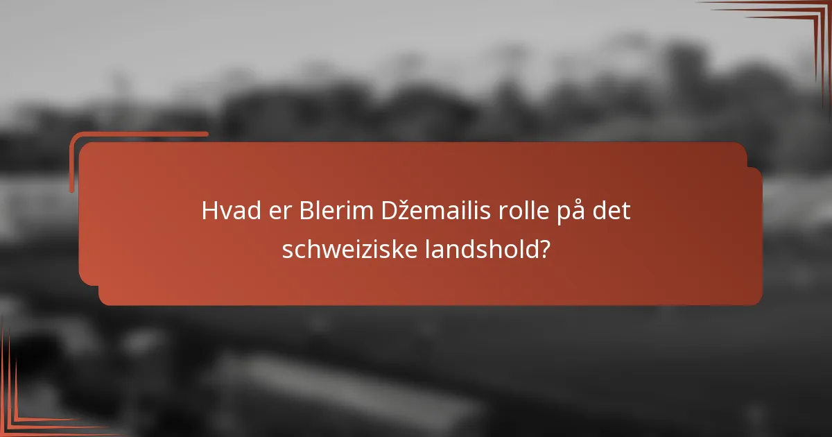 Hvad er Blerim Džemailis rolle på det schweiziske landshold?