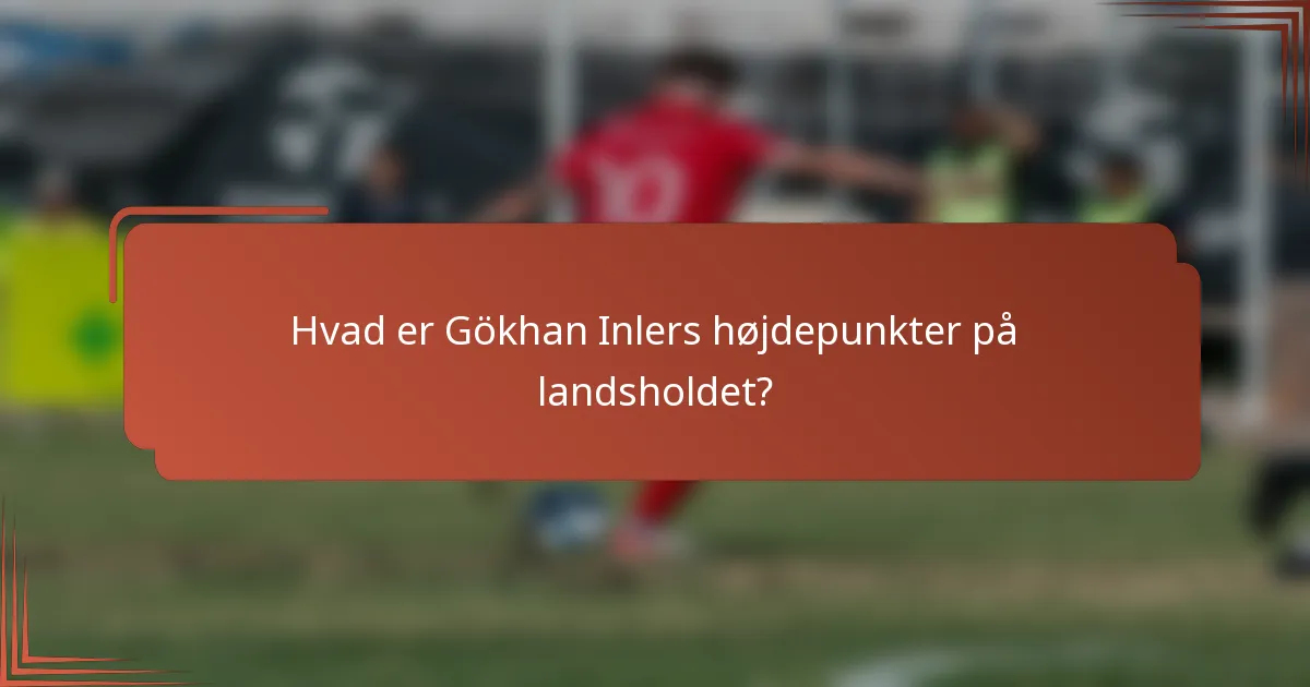 Hvad er Gökhan Inlers højdepunkter på landsholdet?