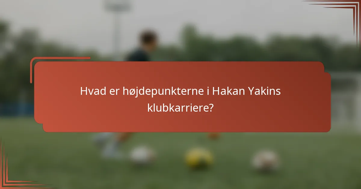 Hvad er højdepunkterne i Hakan Yakins klubkarriere?
