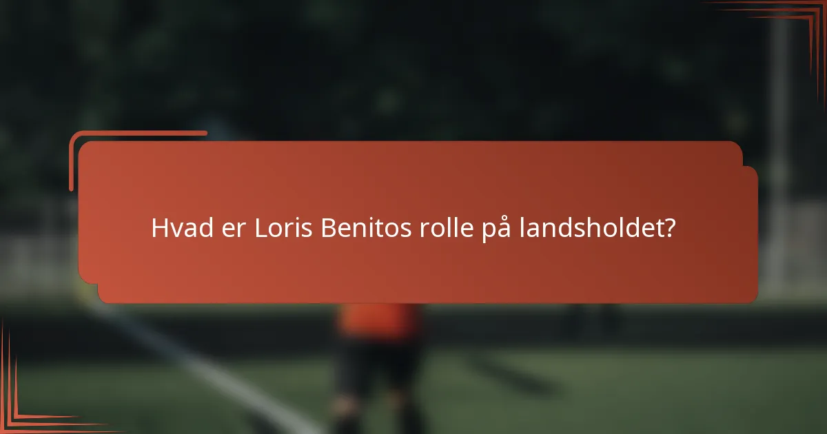 Hvad er Loris Benitos rolle på landsholdet?