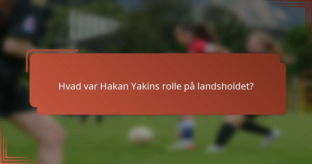 Hvad var Hakan Yakins rolle på landsholdet?